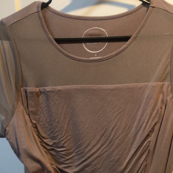 Inc international concepts brown mesh ruched top‎ size large - Picture 2 of 6